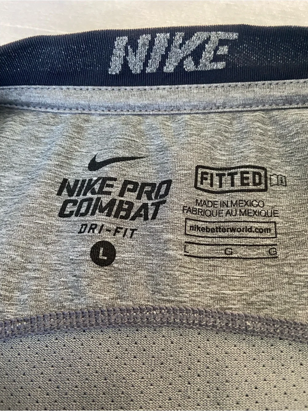 Nike Grey Heather Pro Combat Dri-FIT Shirt